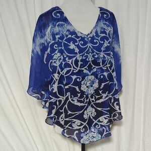 Rebecca Malone Multicolored Asymmetrical Tunic Blouse